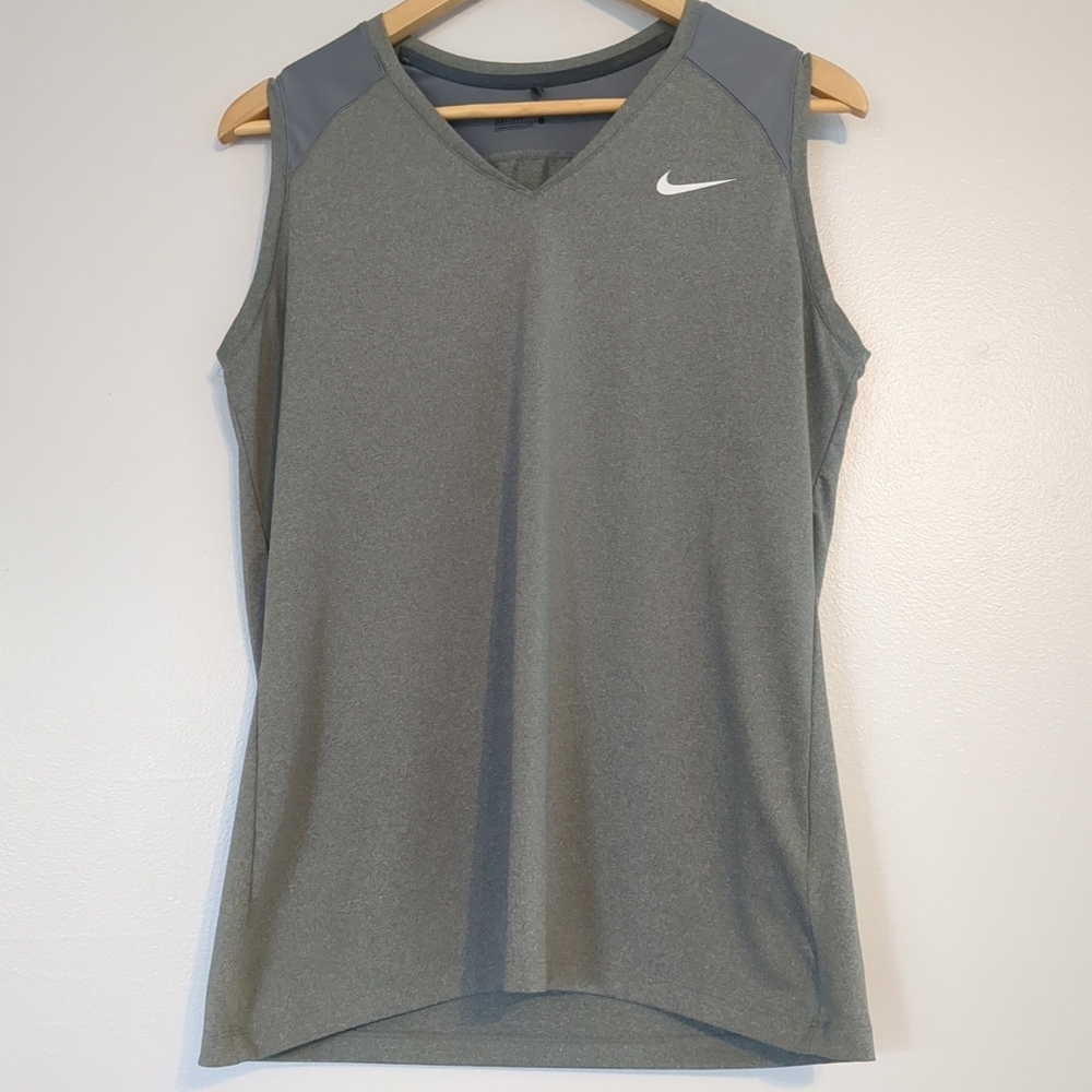 Nike Tank Top Dri Fit Women's Large Gray Sleeveless Athletic Golf Running Gym